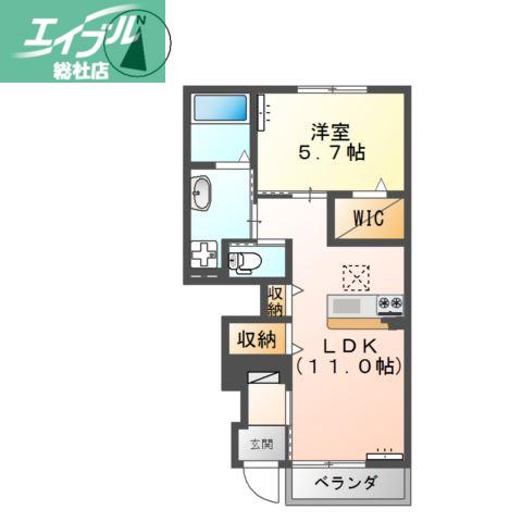エスプリ・ラージュ(1LDK/1階)の間取り写真