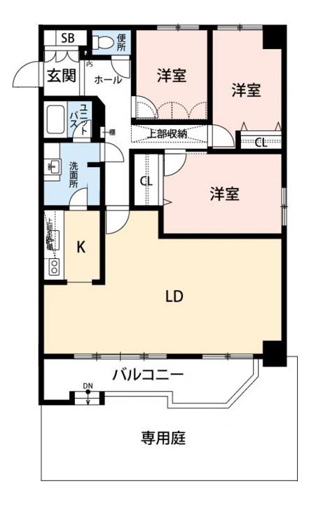 ライオンズマンション本郷通(3LDK/1階)の間取り写真
