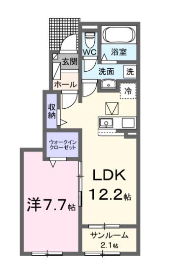 アウロ一ラ・新田B(1LDK/1階)の間取り写真