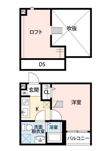 カスミ美原町(1K/1階)の間取り写真