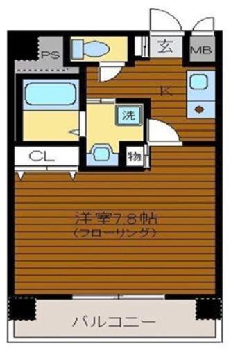 アブニール小田原(1K/2階)の間取り写真