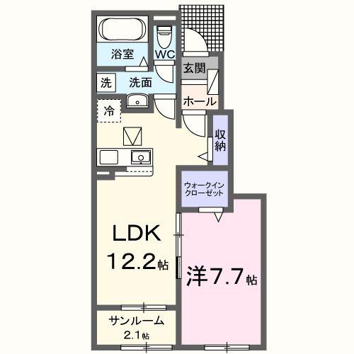 麓 TERRACE(1LDK/1階)の間取り写真
