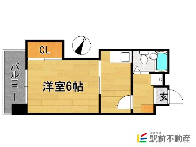 サンヴィレッジ平尾(1K/4階)の間取り写真