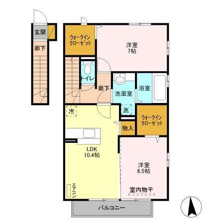 ブルーバレーハイツ(2LDK/2階)の間取り写真