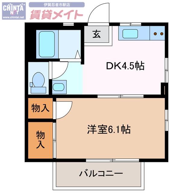 カーサ丸之内(1DK/2階)の間取り写真