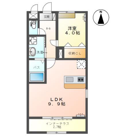 エレガンス(1LDK/1階)の間取り写真