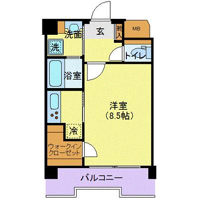 恵比寿パークテラス(1K/4階)の間取り写真