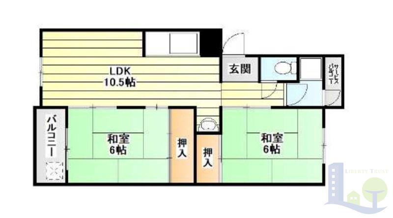 下新庄コーポ(2LDK/5階)の間取り写真