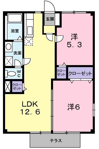 ハイム佐々木(2LDK/1階)の間取り写真