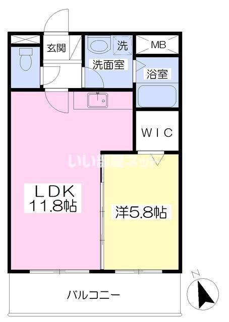エスペランサ希望(1LDK/1階)の間取り写真