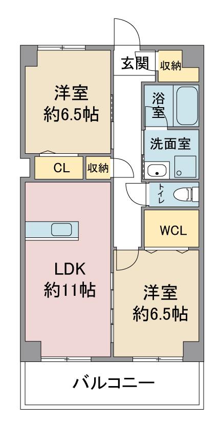 第3翠芳ビル(2LDK/3階)の間取り写真