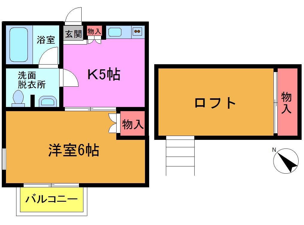 ニュー今川A(1K/2階)の間取り写真