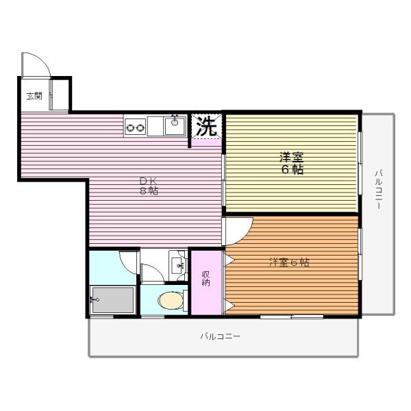 コーポ市川(2DK/5階)の間取り写真
