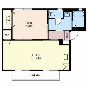 フレグランス21 A(1LDK/2階)の間取り写真