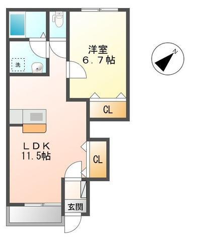 HEADLEY GRANGE(1LDK/1階)の間取り写真