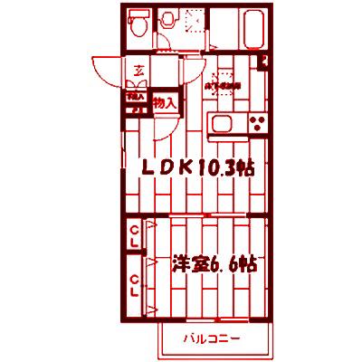 アローズ(1LDK/1階)の間取り写真