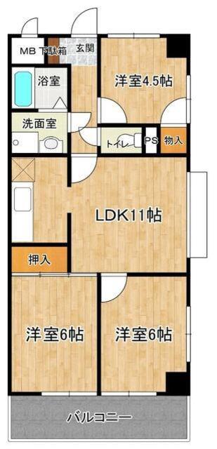クリエイト村田(3LDK/2階)の間取り写真