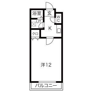 サンライズ高畑(1K/3階)の間取り写真