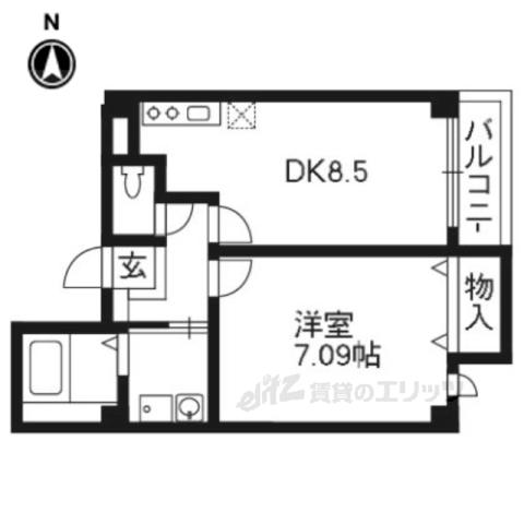 阪急京都線 大宮駅(京都) 徒歩9分 3階建 築18年(1LDK/3階)の間取り写真