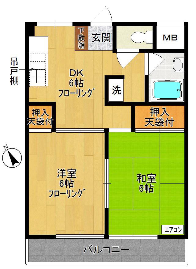 プロスパ・クランマンション(2DK/1階)の間取り写真
