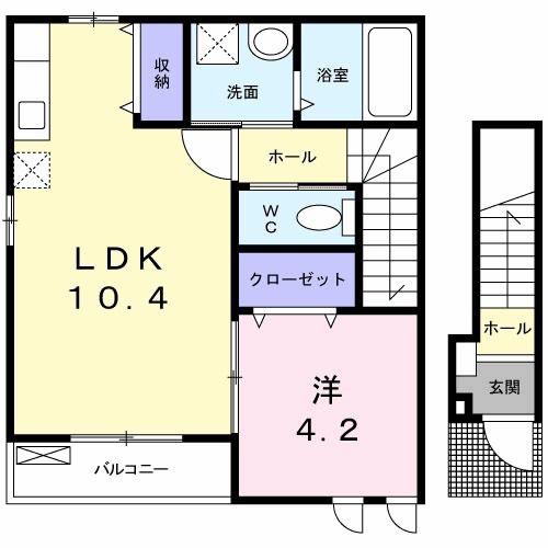 サンテラス山本(1LDK/2階)の間取り写真
