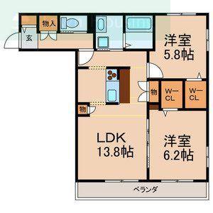 メゾンアムール船橋(2LDK/2階)の間取り写真