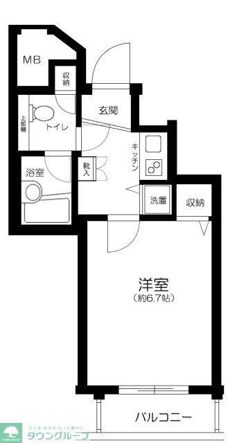 パークウェル市ヶ谷(1K/6階)の間取り写真