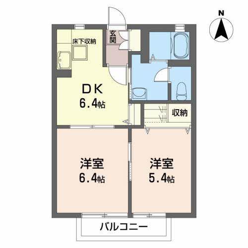 ディアスヴィーブル(2DK/1階)の間取り写真