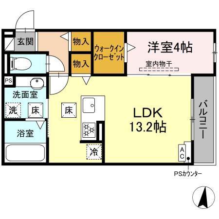 D-HILLS西浅田(1LDK/1階)の間取り写真