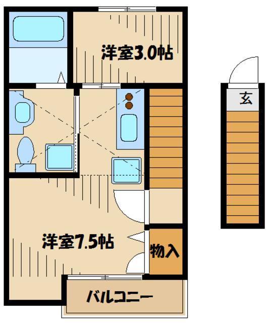 ブリッサ町田(1SLK/2階)の間取り写真