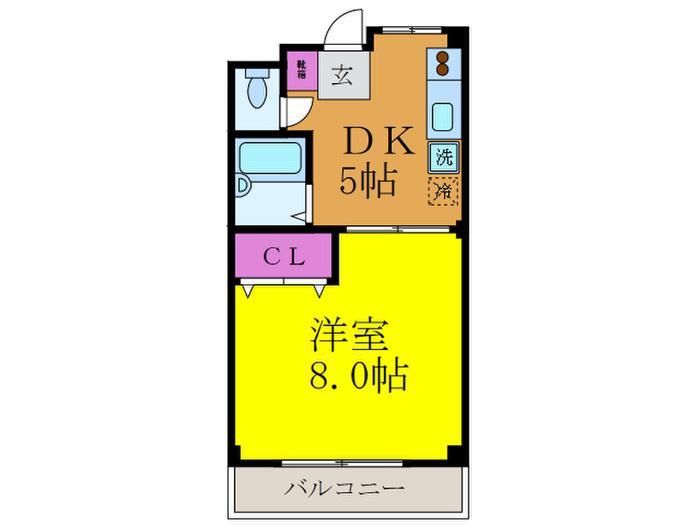 ピュアフォレスト(1DK/4階)の間取り写真