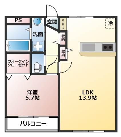 バーデンハウス(1LDK/2階)の間取り写真