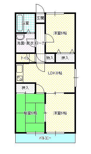 ラ・ポートすわ B302(3DK/3階)の間取り写真