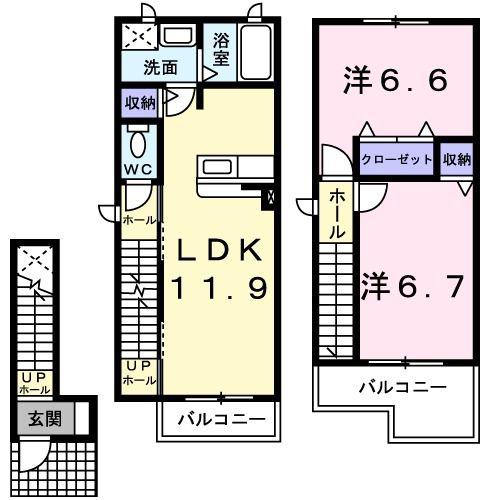 エステ・スール(2LDK/2階)の間取り写真