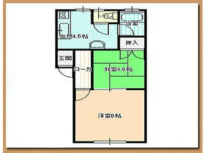 コーポベル(2K/2階)の間取り写真