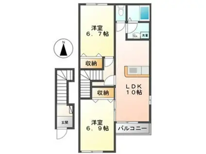 グリーンコート(2LDK/2階)の間取り写真