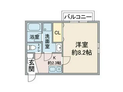アリヴィオ東苑(1K/2階)の間取り写真