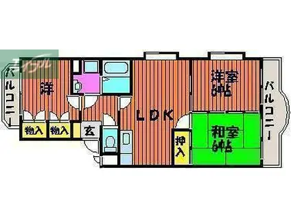 カーサマンション(3LDK/1階)の間取り写真