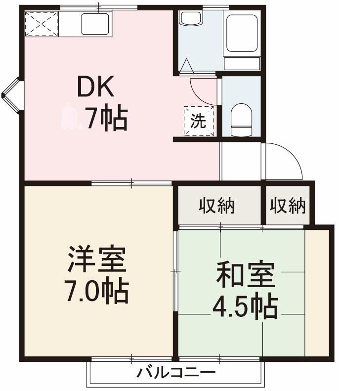 コーポラス一井(2DK/2階)の間取り写真