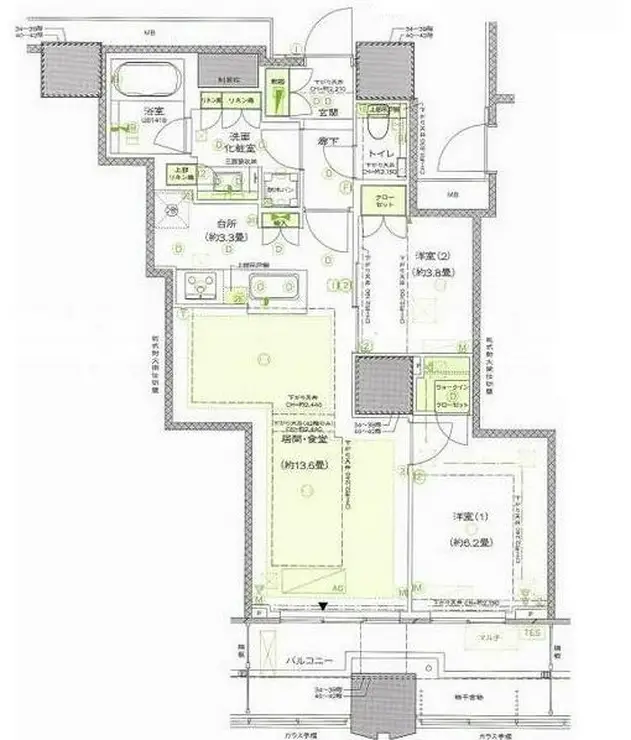富久クロスコンフォートタワー 37階階 間取り