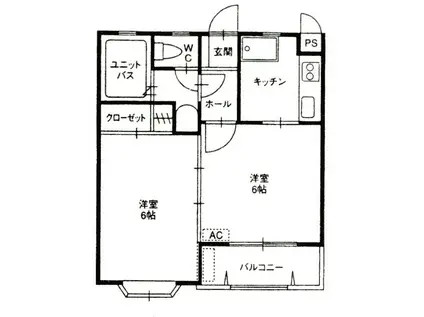 プルミエール西高師(2K/2階)の間取り写真