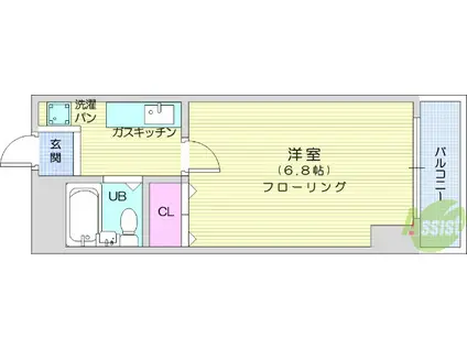 コーポ砂押南(1K/4階)の間取り写真