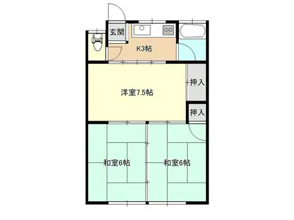 秀雲荘(3K/1階)の間取り写真