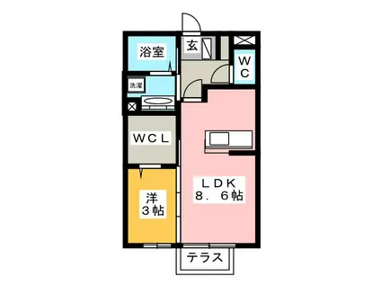 リブフラット(1LDK/1階)の間取り写真