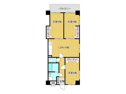 サンローヤル西明石(3LDK/3階)の間取り写真