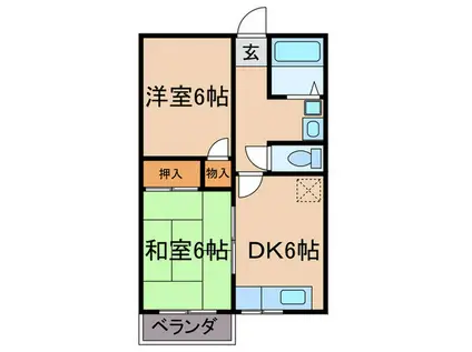 エルテベ-ルKOHATA D棟(2DK/1階)の間取り写真