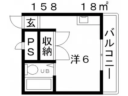 杉村ハイツ(ワンルーム/4階)の間取り写真