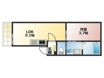コンパートハウス大曽根(1LDK/1階)の間取り写真