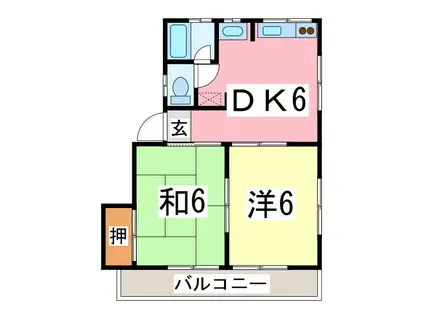 サンハイツYAMADA(2DK/2階)の間取り写真