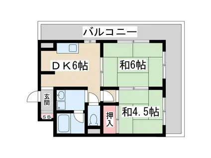 シャルムビラ土井(2DK/2階)の間取り写真